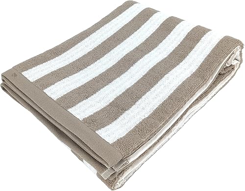 Linnea Drap de Bain 100x150 cm Coton Efficience Stripes Marron Roble - Nail Gallerys