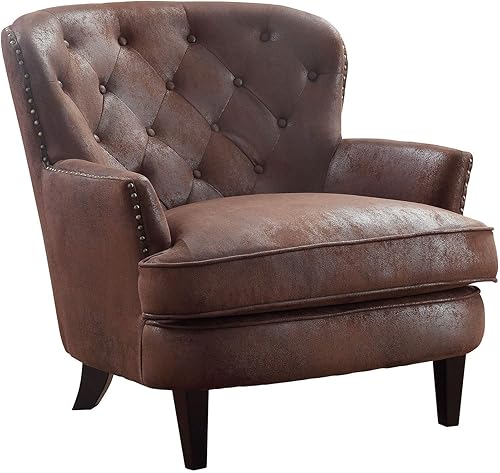 Atlantic Home Collection Fauteuil Leo en Microfibre, Brun Vintage - Nail Gallerys