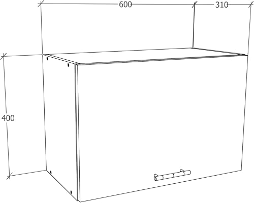 VCM Armoire Suspendue 1 Porte, Bois d'ingénierie, Blanc/Anthracite, Taille Unique - Nail Gallerys