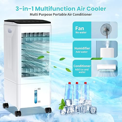 Climatiseur Mobile, 3 en 1 Rafraichisseur d'air Silencieux avec 5.5L Large Réservoir d'eau, 3 Vitesses, 7H Minuteries, 60°Oscillation, Sans évacuation, Climatiseur Portable pour Chambre,Cuisine,Bureau - Nail Gallerys