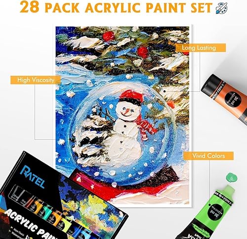 RATEL Set de Peinture Acrylique, avec 36ml×18 tubes Pigment Acrylique et 10 Pinceaux de Peinture, Pour Artistes Professionnesl, Amateurs et Enfant, pour Papier, Roche, Bois, Céramique - Nail Gallerys