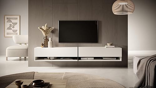 Selsey MIRRGO - Meuble TV 200 cm marbre Blanc avec Insert d'or - Nail Gallerys