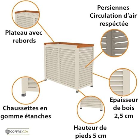 COFFRE CLIM Cache Climatiseur Bois Pivert - Conception Francaise - Couleur Miel - Nail Gallerys