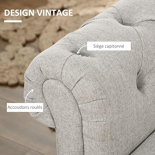 HOMCOM Banc de Rangement, Bout de lit, Coffre de Rangement en Tissu Aspect Lin avec Pieds en Bois, 146,5 x 49 x 72 cm, Gris - Nail Gallerys