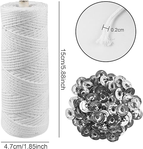 Mèches de bougie pour bougies - 1 rouleau de 100 m - Mèches tressées avec 100 supports pour bougies - Mèche plate en coton pour la fabrication de bougies DIY - Mèches pour bougies - Mèches pour - Nail Gallerys