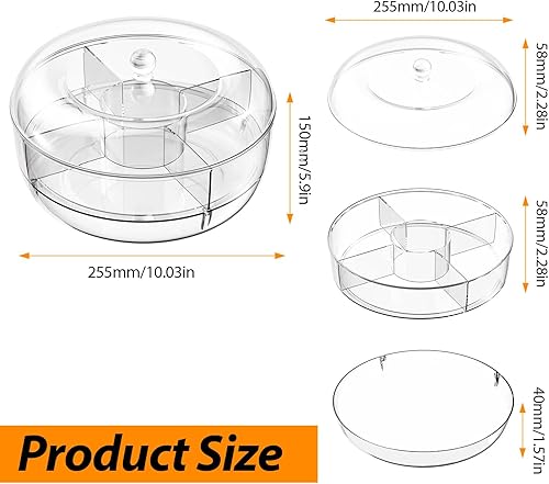 Snackbox avec Couvercle, Rotation à 360 Degrés, Grande Capacité à Deux Couches, Réfrigérée Snack Box, Garder au Frais Organiseur Frigo, pour Contenir des Fruits, des Collations et des Légumes (1) - Nail Gallerys