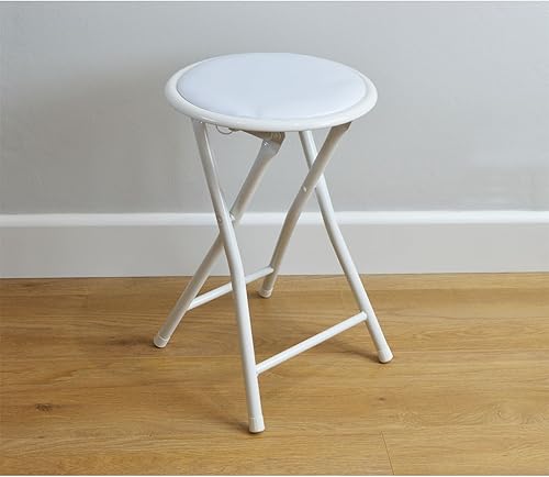 Harbour Housewares Tabouret Pliant Rond et Compact - Blanc x 4 - Nail Gallerys