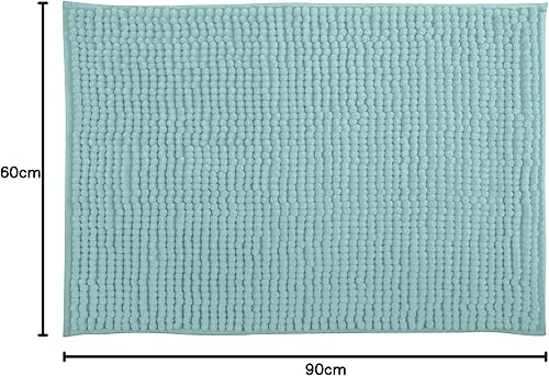 MSV Tapis de Bain Tapis de Douche „Chenille“ Poils Longs Microfibres Moelleux Anti-dérapant 60x90 cm Bleu Clair - Nail Gallerys