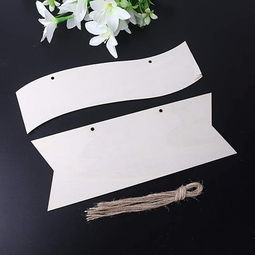 Lot de 8 panneaux vierges en bois de forme ondulée à suspendre avec corde pour scrapbooking - Nail Gallerys