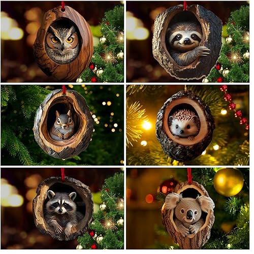 Ornement De NoëL en Forme d'animal 2D Fait à La Main, Ornement en Acrylique 2D à Motif Animal pour Sapin De NoëL, Ornement à Suspendre en Forme d'animal pour DéCorations De ForêT, Plafond - Nail Gallerys