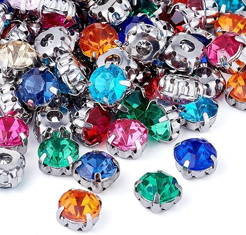 PandaHall Lot de 100 perles de strass à coudre de 8 mm avec tige en laiton pour vêtements, chaussures, sacs, décorations - Nail Gallerys