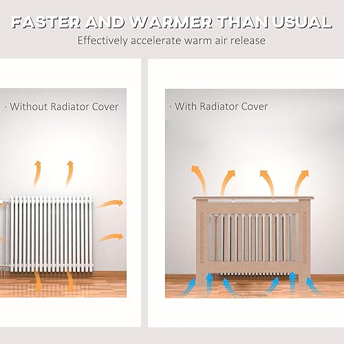 HOMCOM Couvre-radiateur Couvre-radiateur Moderne en MDF pour Le Salon et la Chambre 112x19x81cm Bois Naturel - Nail Gallerys