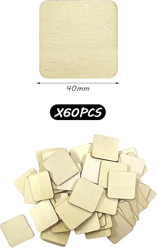 FDGGT 60 Pièces De Copeaux De Bois Carrés, Peinture De Planches De Bois, Artisanat en Bois De Bricolage, Gros Copeaux De Bois De 4 X 4 Cm, Décoration, Copeaux De Bois Artisanaux - Nail Gallerys