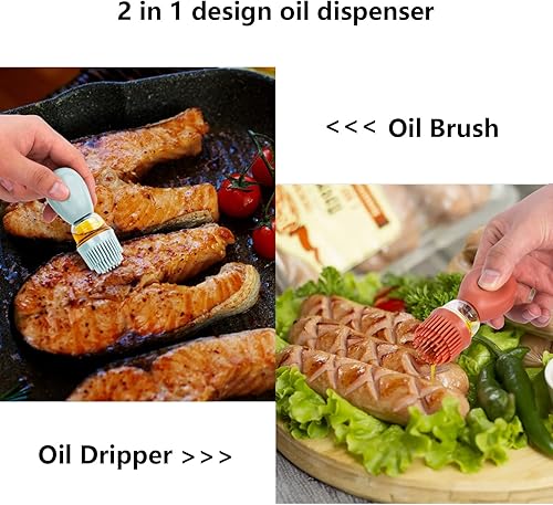 GOHHME Bouteille d'huile avec pinceau 2 Pièces Bouteille d'huile en verre avec brosse en silicone Distributeur d'huile en verre 2 en 1 pratique pour les salades de légumes les pâtes les grillades - Nail Gallerys