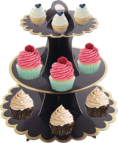 YAVO-EU Lot de 2 Supports à Cupcakes en Carton 3 étages, Presentoir a Gateau Carton Décoration pour Fêtes Prénatales, Mariages, Anniversaires (White) - Nail Gallerys