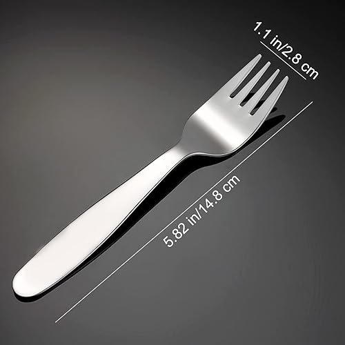 VANRA Ensemble de 4 couverts en acier inoxydable 18/8 de qualité supérieure pour enfants de 14,7 cm avec fourchettes pour la maison, l'école (4 fourchettes) - Nail Gallerys