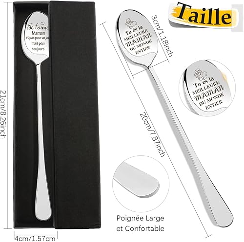 Cadeau Fete Des Meres,Cadeau Fête Des Mères,Cadeau Maman,Cadeaux Fete Des Mere,Cadeau Pour Maman,Cadeau Anniversaire Maman,Cuillere Maman,Cadeau Maman Noel,2 Pièces Cuillère à Café En Acier Inoxydable - Nail Gallerys