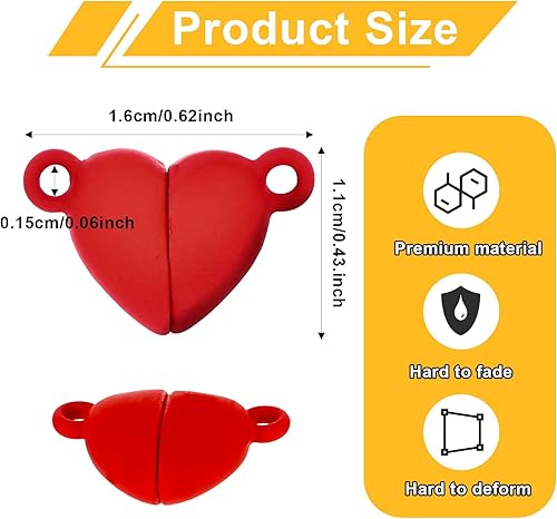 Lot de 14 paires de fermoirs magnétiques en forme de cœur multicolores pour la fabrication de bijoux, pendentifs, colliers, bracelets, loisirs créatifs - Nail Gallerys