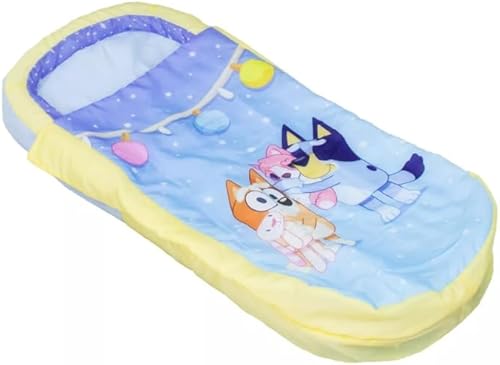 Character World Bluey ReadyBed Lit d'Appoint Enfant Gonflable 2-en-1 avec Couette Intégrée, Matelas Camping et Soirée Pyjama, Pompe et Sac de Transport Inclus, Lavable en Machine, 130x61x23 cm - Nail Gallerys