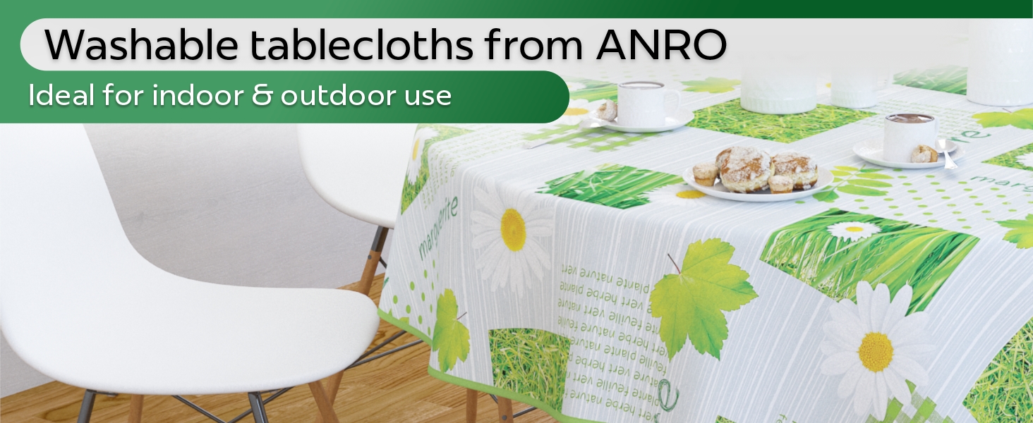 ANRO Nappe en toile cirée lavable, pour table de jardin, ronde, ovale ou rectangulaire