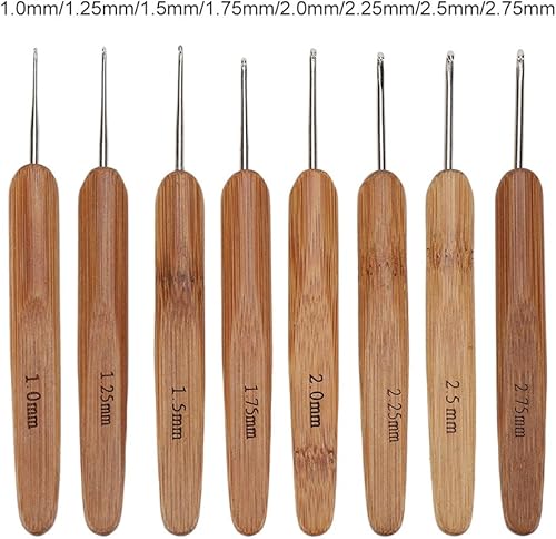 Lot de 20 Crochets en bambou avec étui, accessoires de couture, de tricot - Nail Gallerys