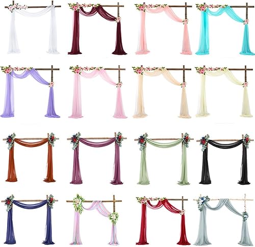 Hrlace Arche de mariage - Cantonnière en tulle transparent - Rideau de perles - Rideau de fond photo - Tissu en mousseline de soie - Pour mariage, cadeaux de fête, décorations de fête - Orange - 20 - Nail Gallerys