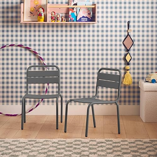 sweeek - Salon de Jardin Enfant. Lot de 2 chaises en métal Anthracite pour Enfant - Nail Gallerys