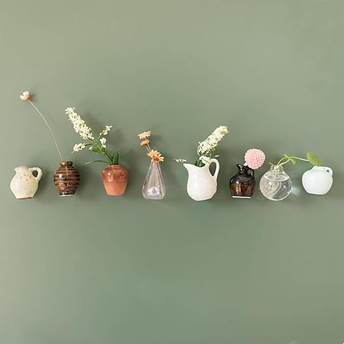 Lot De 8 Mini Vases Magnétiques pour Réfrigérateur, Min-i Vases Magnétiques en Céramique pour Réfrigérateur, Min-i Vases en Céramique 3D, Vase À FleursMagnétique 3D PourRéfrigérateur - Nail Gallerys