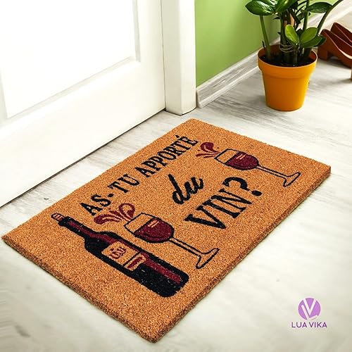 LUA VIKA Paillasson Exterieur Entree - Vin - 40x70 cm - Tapis Entree Exterieur Antidérapant - Tapis Coco Interieur Drole - Paillasson Coco Original Rigolo - Nail Gallerys