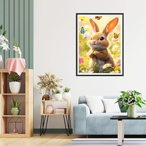 QQYRHN 5D DIY Lapin Mignon Kits de Peinture Diamant, Complète Fleurs Sauvages Diamond Painting pour Adulte Débutants, Papillon Art du Diamant, Décoration Murale Maison Peinture au Diamant Avec 30x40cm - Nail Gallerys