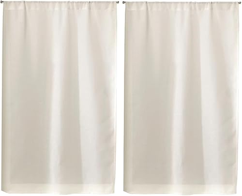 Linder 0323 /15/415 Paire de Vitrages Droits Etamine Champagne Passe Tringle 45 x 60 cm, Blanc - Nail Gallerys