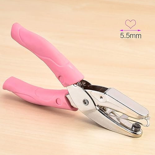 Yansanido Mini perforatrice en forme de petit cœur de 6,35 mm avec poignée souple rose pour loisirs créatifs, étiquettes, vêtements, tickets, scrapbooking (cœur 6,35 mm) - Nail Gallerys