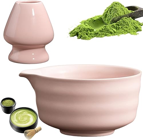 GOMETY Bol à matcha japonais avec bec verseur, bol à thé Chawan avec repose-fouet, bol traditionnel en céramique pour matcha, bol à matcha, bol à thé Chawan, bol à matcha en céramique (couleur matcha) - Nail Gallerys