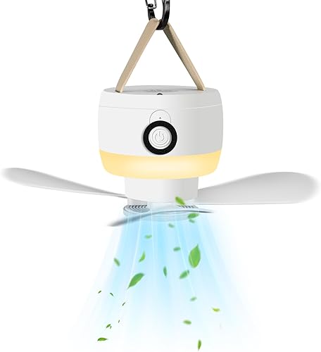 SOPPY Ventilateurs de plafond de tente 8000 mAh, ventilateurs de tente portables avec lumière et télécommande, 3 vitesses, 3 luminosités, pales de ventilateur amovibles, ventilateur de camping - Nail Gallerys