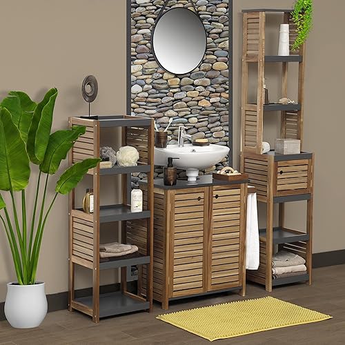 Tendance Meuble sous lavabo 2 Portes en Acacia - Nail Gallerys