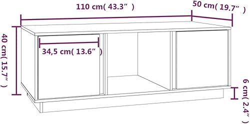 Sufrk Table de salon blanche 110 x 50 x 40 cm en bois massif de pin, table basse, table de structure, table de canapé, salon, chambre - Nail Gallerys