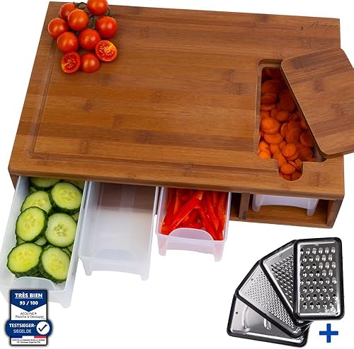 Acolyne® XXL planche découper à decoupe cuisine bois en bambou avec accessoires frankfurter brett de travail a accessoirisé découpé ipad planches place chopping board bac table récupération - Nail Gallerys