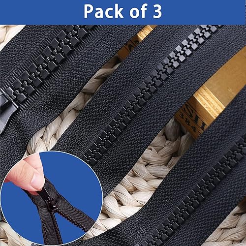 3 Pcs Fermeture Éclair 70 cm, Version Améliorée Fermeture Éclair Blouson, N°5 Plastique Fermetures Éclair Sépareble, Kit Réparation Fermeture Éclair, pour les Vestes, Manteaux, Doudounes, Sweat-shirts - Nail Gallerys