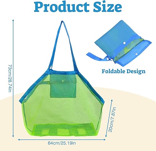 Sac Jouet Plage,Pliable Sac à jouets de Plage,Matériau maillé respirant (73x64x20cm) facilitant l'évacuation du sable,Rangement Réutilisable Des Accessoires de Plage,Conçu spécialement pour enfants - Nail Gallerys