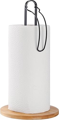 TONLEA Support Essuie-tout Papertowelholder Porte-serviettes en bois noir avec fixation pour le plan de travail, porte-serviettes de cuisine autonome avec base en bois antidérapante - Nail Gallerys