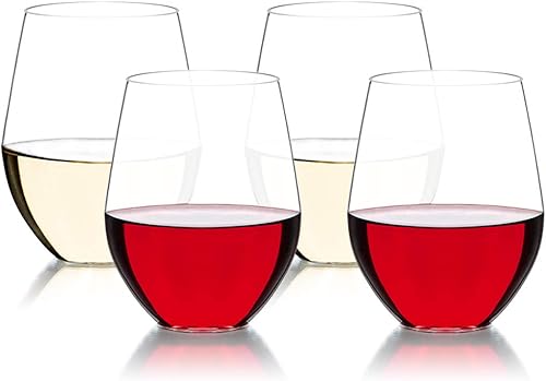 COOKY.D Verres à Eau Incassables Tritan Verres à Vin Rouge en Plastique Convient pour Vin Whisky, Lave-Vaisselle, Parfait pour la Maison, Le Pique-Nique et Les Fêtes, Lot de 4, 16oz - Nail Gallerys