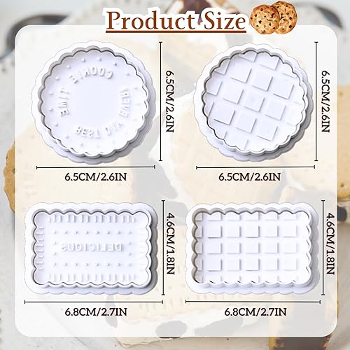 Orapink Lot de 4 tampons à biscuits, emporte-pièces classiques 3D avec piston à piston, 4 styles de moules à biscuits amusants pour friandises, pâtisseries, gâteaux, pâtisseries - Nail Gallerys