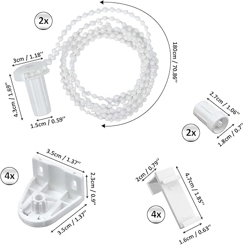 XQEUMC 17mm Ensemble de Accessoires pour Stores enrouleurs sans Perçage, Support de Serrage pour Store Intérieurs, Store occultant, Store Fenêtre Enrouleur Chaînette, (2 Kits, Blanc) - Nail Gallerys