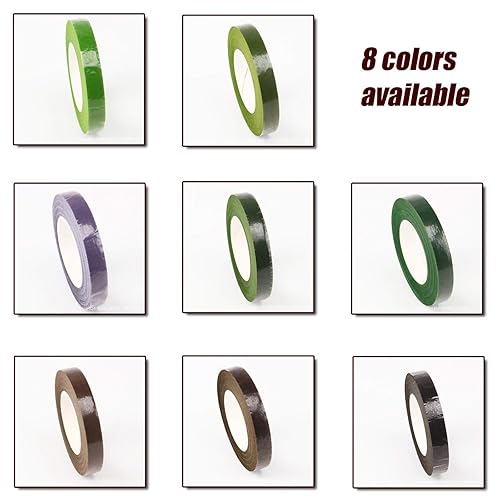 Pack de 8 Fleuriste Ruban Vert 1/2 Pouce,DIY Floral Fil de Ruban adhésif pour Bouquet Tige Wrap Fleuriste - Nail Gallerys