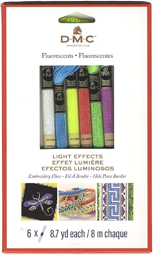 DMC Light Effects Lot de 6 paquets de fils fluorescents 8 m - Nail Gallerys