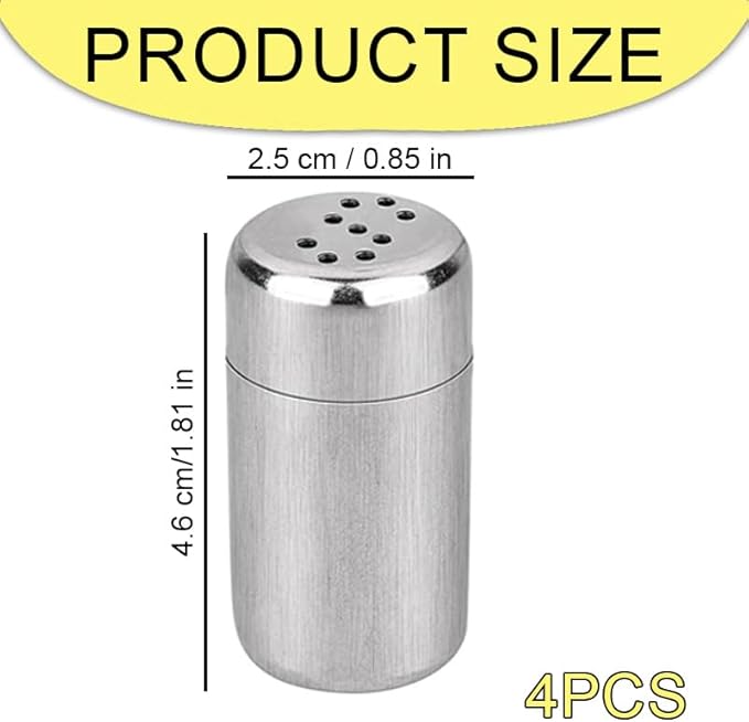 KOZOY Salieres et Poivrieres en Acier Inoxydable, 4 Pièces Mini Salières avec Couvercle, 5 ml Sel et Poivre de Table Récipient à Bouteille pour Camping, Restaurants et Barbecues en Plein Air - Nail Gallerys