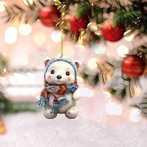 itrimaka Ornement Ours Polaire - Figurine Miniature d'ours Polaire d'hiver, Pendentif d'animaux de noël pour la décoration de Noël en Acrylique Blanc - Nail Gallerys