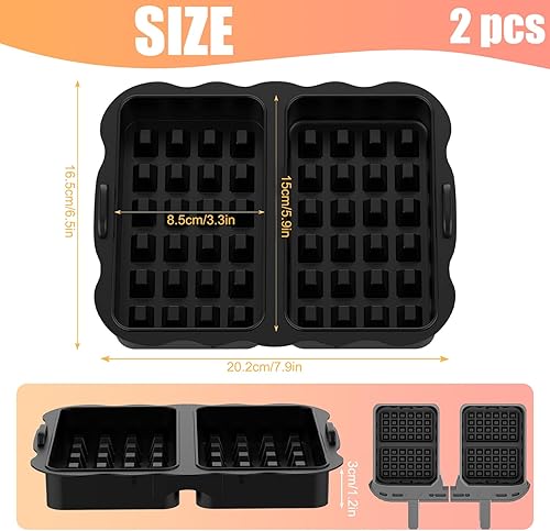 Gaufriers en Silicone Accessoires, 2 Pièces Réutilisable Accessoires pour Gaufres, Gaufrier Belge en Silicone Moules, Insert à Gaufres, Moule Gaufres Silicone Accessoires, Moule Gaufre Air Fryer - Nail Gallerys