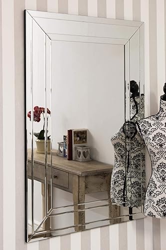 MirrorOutlet Grand Miroir Mural vénitien Moderne biseauté 80 cm x 120 cm, sans Cadre, YC080 - Nail Gallerys