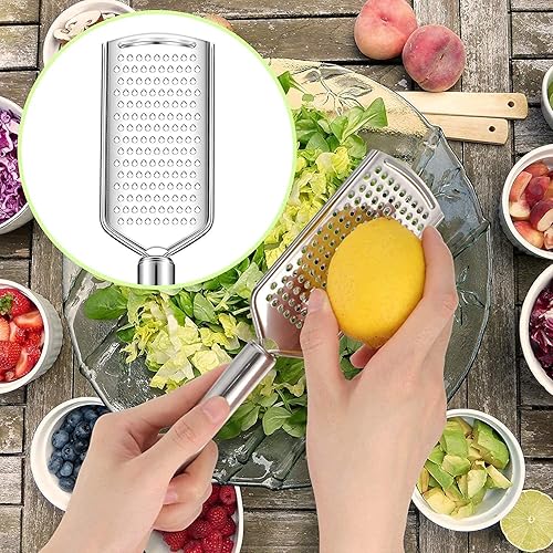 Zesteur plat en acier inoxydable, 1 paquet, 23,5 cm, parfait pour râper, ail, parmesan, chocolat, citron et citron vert, zesteur durable et antirouille, avec trou de suspension (lot de 1) - Nail Gallerys